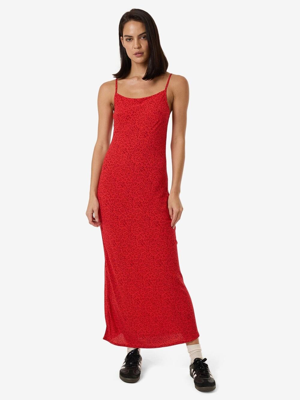 Thrills Zinnia Red Ditsy Floral Bias Slip Maxi Dress